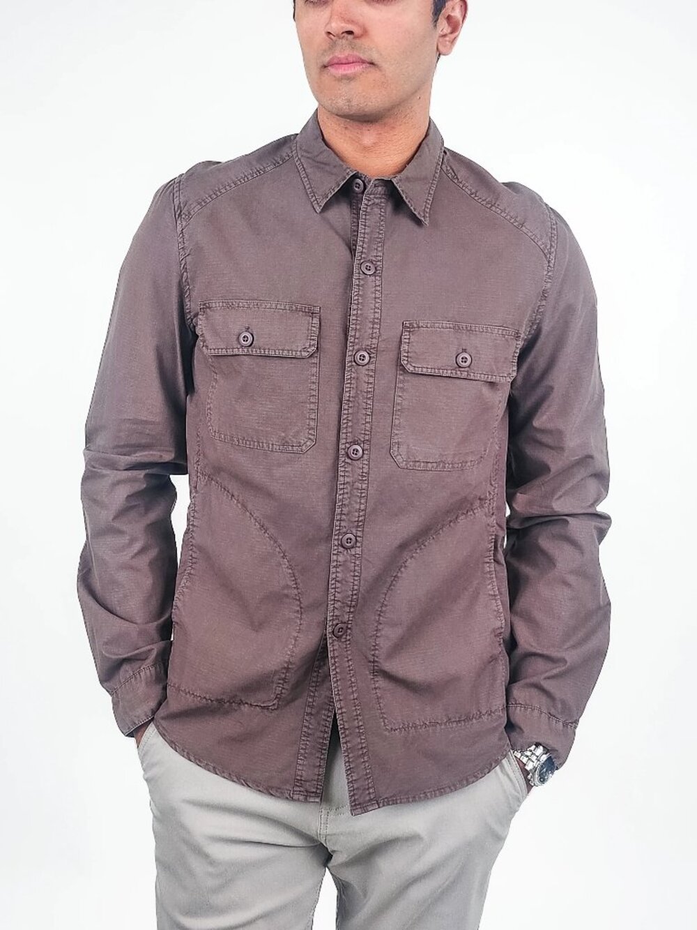 NSF Brown Ripstop Long Sleeve Utility Shirt/0305